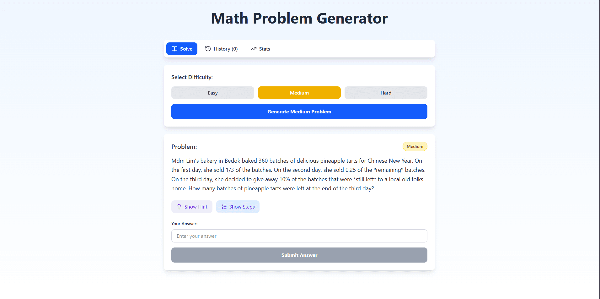 Math Problem Generator with AI